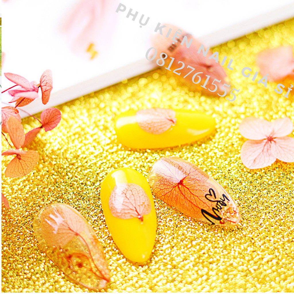 Hoa khô lụa cánh to trang trí móng nail
