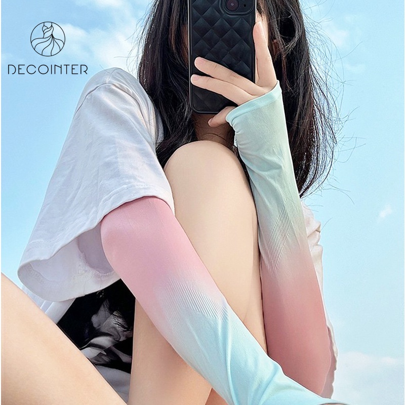 Vớ Ống Tay Làm Mát Bằng Vải Lụa Lạnh Màu Gradient Đơn Giản Bảo Vệ Cánh Tay Chống Tia UV Dành Cho Chơi Thể Thao Ngoài Trời Mùa Hè