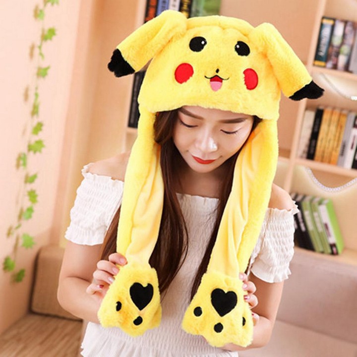 Mũ Pikachu tai giật thời trang dễ thương quà tặng xinh xắn đồ chơi cho bé