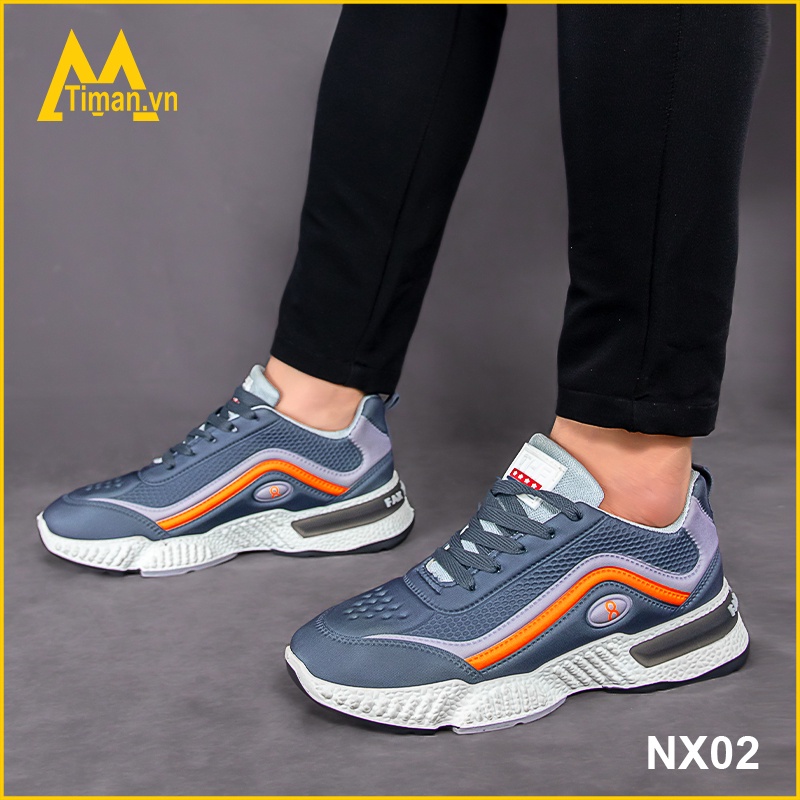 Giày thể thao nam sneaker cổ cao chất liệu da màu đen đế cao cao cấp độn đế đẹp bảo hành 1 năm NX02 TIMAN