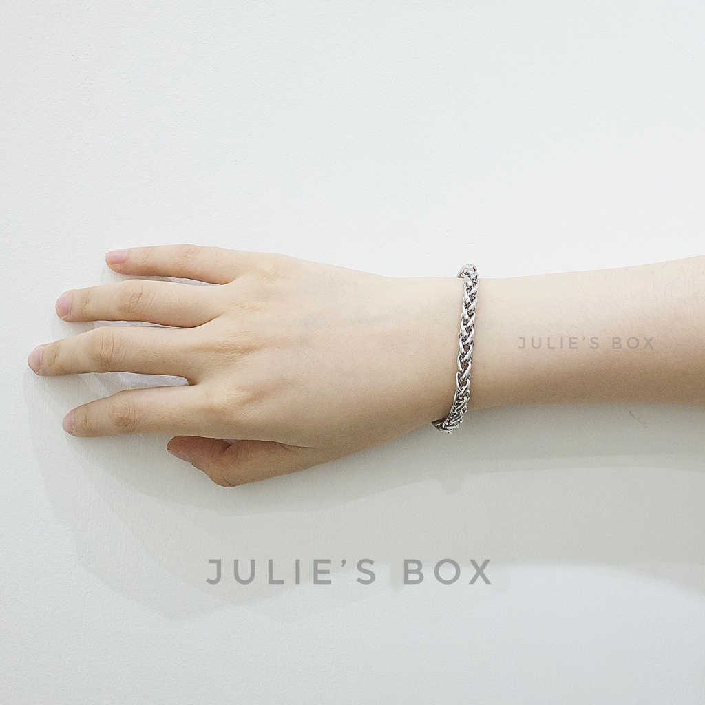 Vòng Tay Titan Unisex Dày 5MM Xích Basic Không Đen Không Hoen Gỉ Không Phai Màu Không Ngứa Bền julies box 66 bracelet