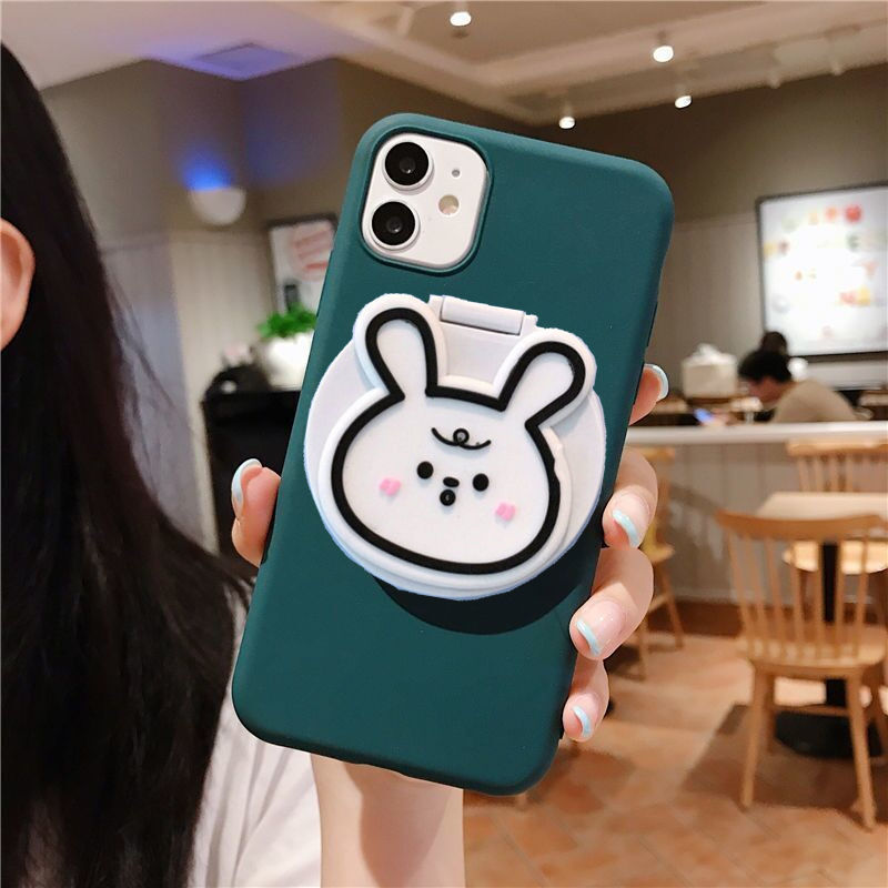 Vỏ điện thoại có gương trang điểm Apple iPhone 12 11 Pro max X XR XS MAX 7 7Plus 8 8Plus 6 6Plus 6s 6sPlus 5 5s 5e Cute Cartoon Rabbit Make Up Mirror Phone Cover Case