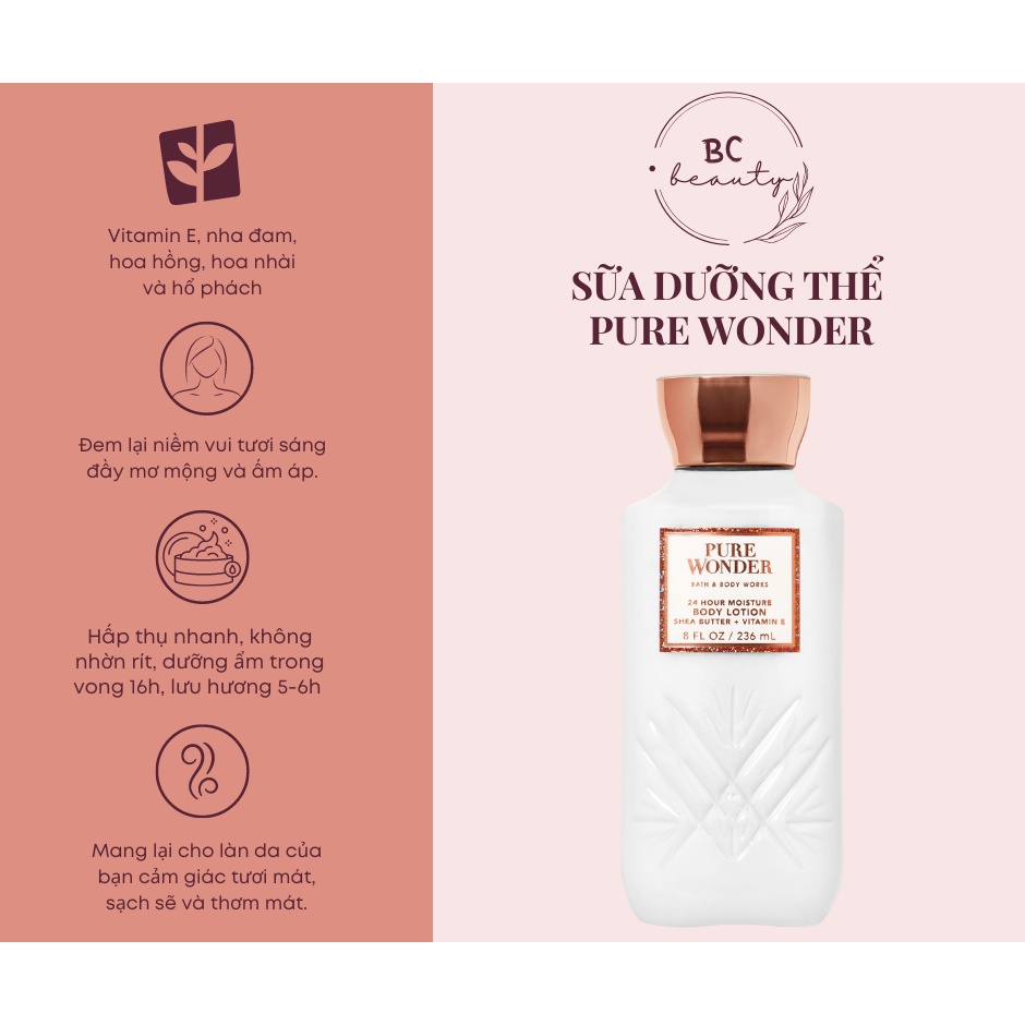 Trọn Bộ Bath And Body Works Hương Pure Wonder | Sữa Tắm Hương Nước Hoa, Xịt Thơm Body, Kem Dưỡng Ẩm Nhập Khẩu USA 100%