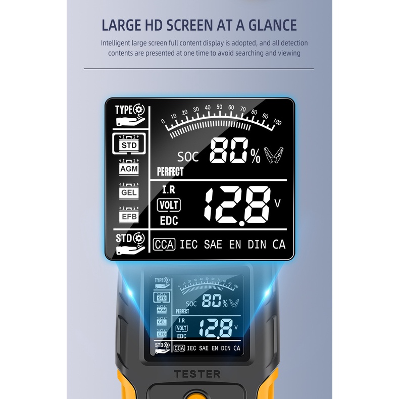Thiết Bị Kiểm Tra Ắc Quy Xe Hơi 12V 24V Màn Hình LCD Chuyên Dụng