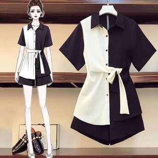 Sét áo sơ mi kèm quần 2 màu trắng đen ulzzang đi học, đi chơi, áo khoác CAMA STORE