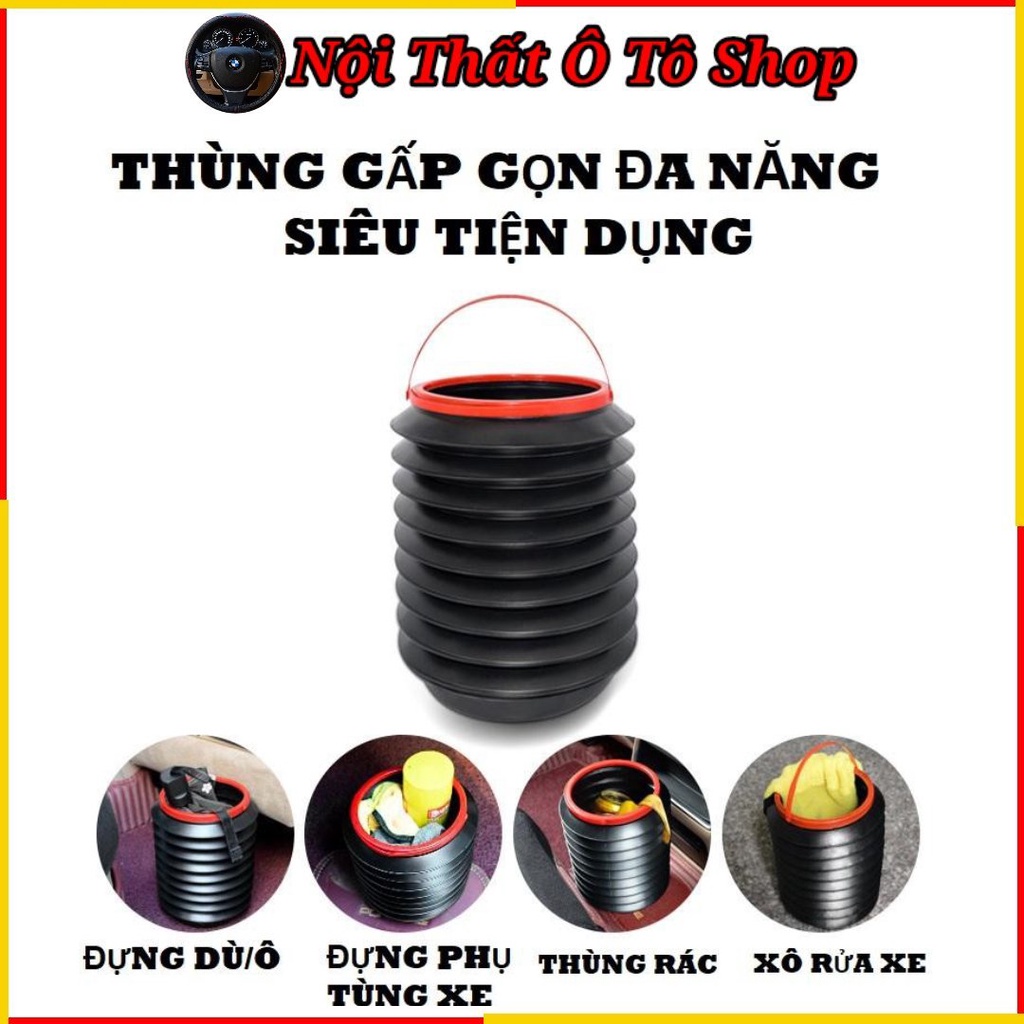 Thùng Rác Co Giãn Mini Để Trên Ô Tô Xe Hơi Gấp Gọn Tiện Lợi Thông Minh Với Dung Tích 4L | Nội Thất Ô Tô Shop
