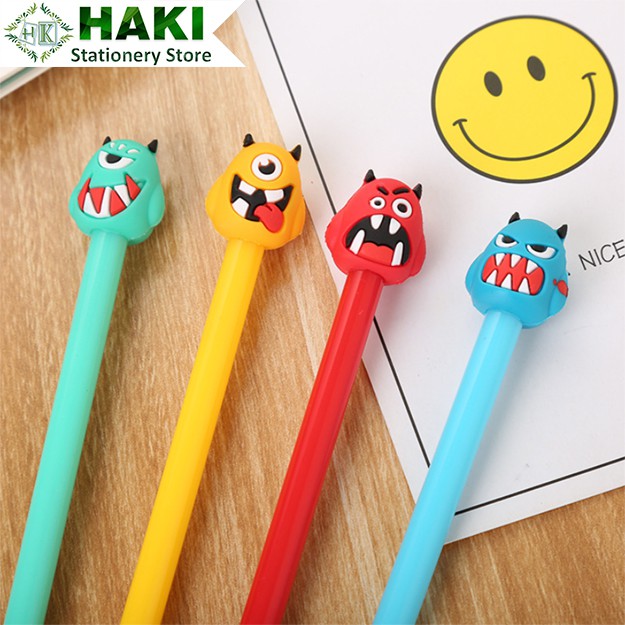 Bút bi cute hoạt hình HAKI, bút bi nước mực gel màu đen ngòi 0.5mm dễ thương B15