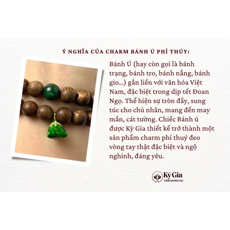 Vòng Tay Trầm Hương Tốc Việt Phối Charm Bánh Ú Phỉ Thúy 8 Li 54 Hạt Kỳ Gia Trầm Hương- May Mắn- Cát Tường