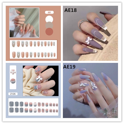 Set 24 Móng Tay Giả 3D Thời Trang retro Cho Nữ