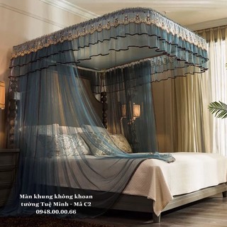 Màn Khung Không Khoan Tường mã C2-có đường ray kéo màn