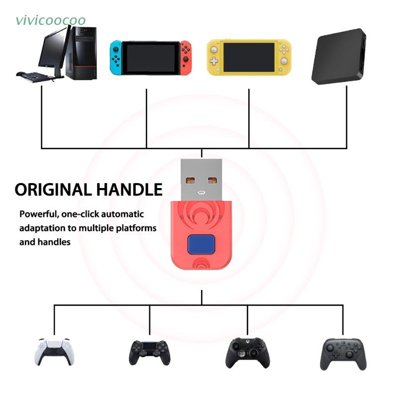 Đầu chuyển đổi không dây usb nhận tín hiệu bluetooth cho tay cầm chơi game Switch/PS5/PS4/-xBox