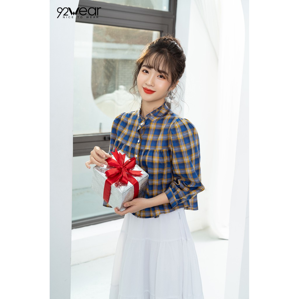 Áo sơ mi nữ công sở 92WEAR đủ màu, đủ size, tay lỡ ASW0710 | BigBuy360 - bigbuy360.vn