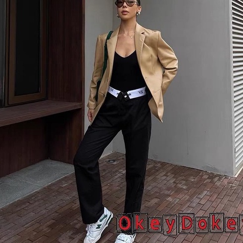 y2k Quần dài lưng thấp in số và chữ phối màu phong cách cá tính thời trang cho nữ