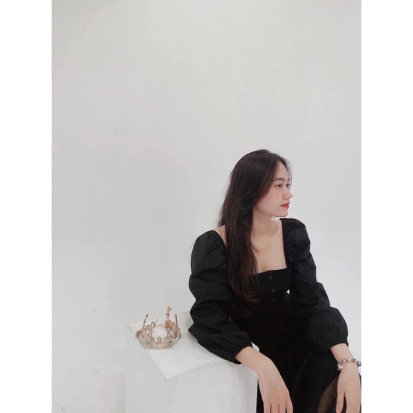 Sơ mi zara cổ vuông cách điệu
