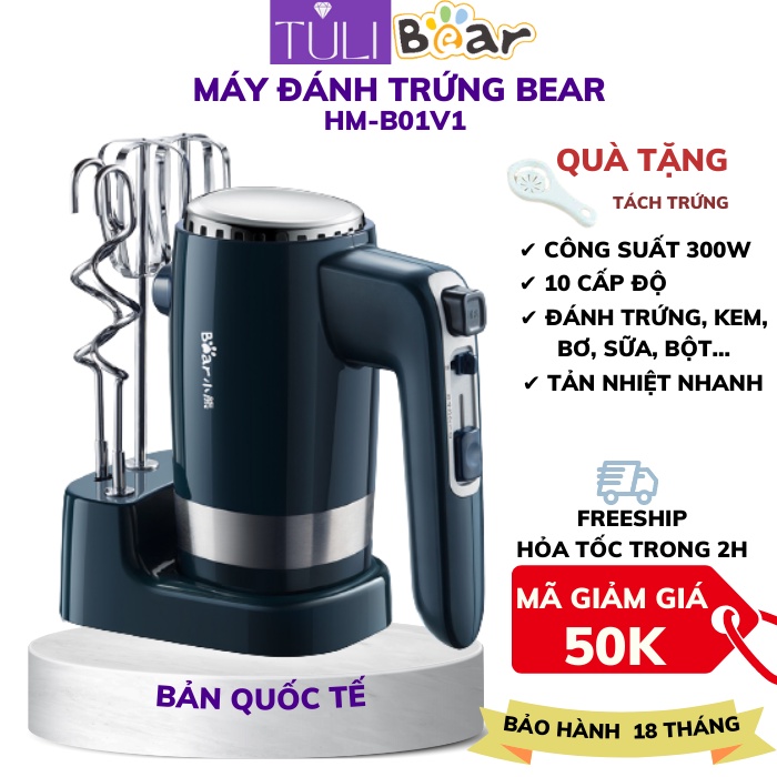 Máy Đánh Trứng Cầm Tay Mini Bear HM-B01V1 (DDQ-B02L1) - Máy Đánh Kem Trộn Bột Cầm Tay Để Bàn_ Bảo Hành 12-18 Tháng