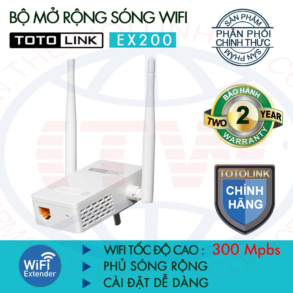 Bộ mở rộng sóng Wifi chuẩn N 300Mbps Totolink EX200