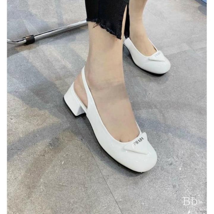 Giầy Cao gót bít mũi da bóng mêm Prada hot trend 2022 💄 🎧️