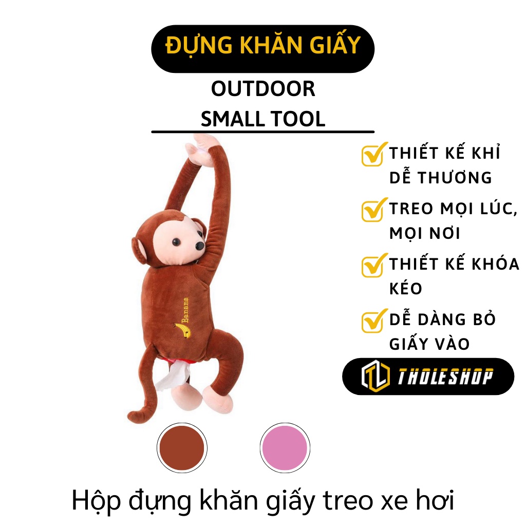 Hộp Đựng Khăn Giấy Treo Xe - Khỉ Nhồi Bông Chứa Khăn Giấy Treo Xe Hơi Dễ Thương 8364