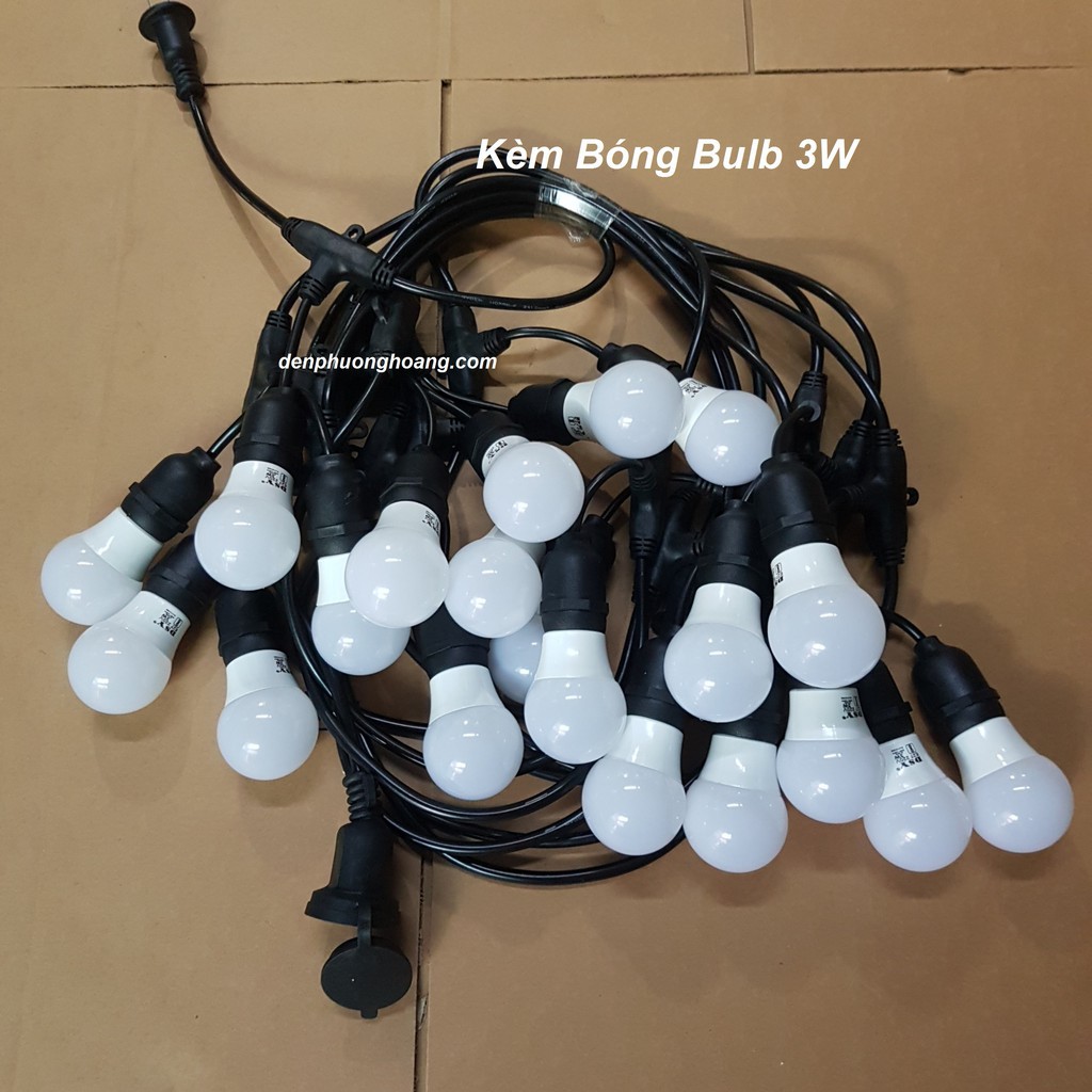 ⚡️Dây Đèn Trang Trí Ngoài Trời Ping Pong Đuôi Chuông Kèm Bóng ⚡️