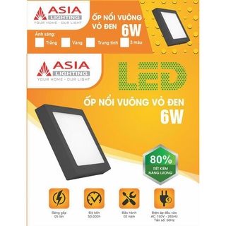 Đèn ốp trần nổi viền đen, hàng chính hãng asia
