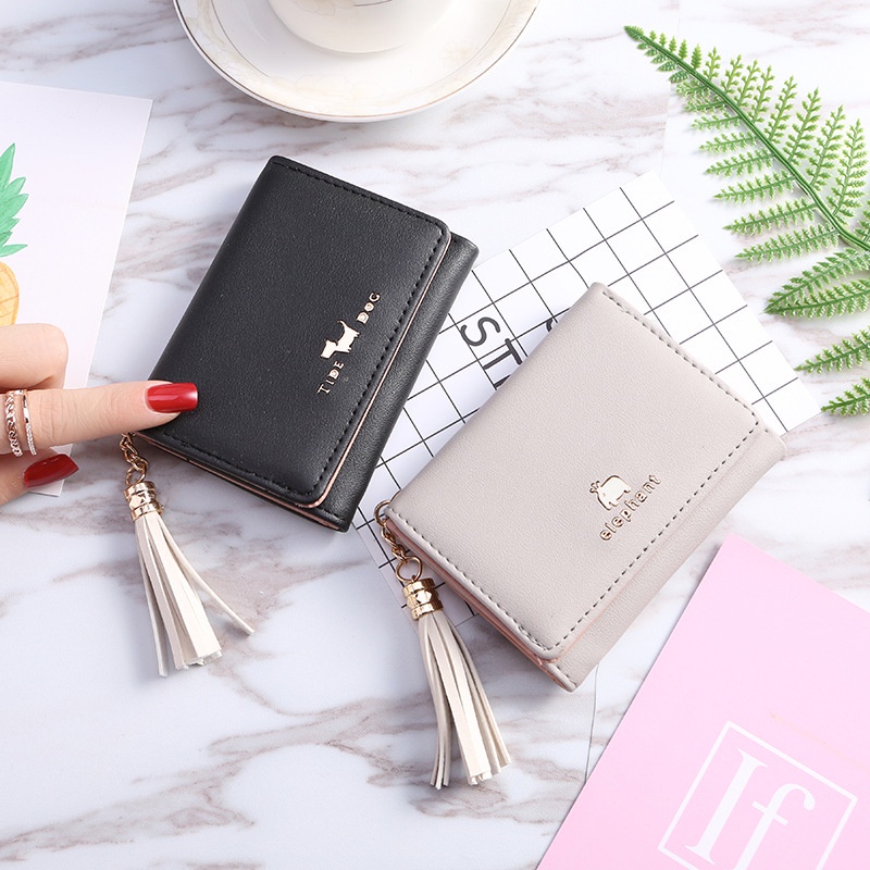 Ví JASMIN NOIR da PU trang trí tua rua thiết kế khóa tiêu chuẩn thời trang dành cho nữ