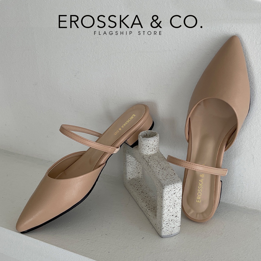 [Mã WABRTL3 -10% đơn 250K]Erosska - Giày nữ đế xẹp mũi nhọn thời trang màu trắng - EL019