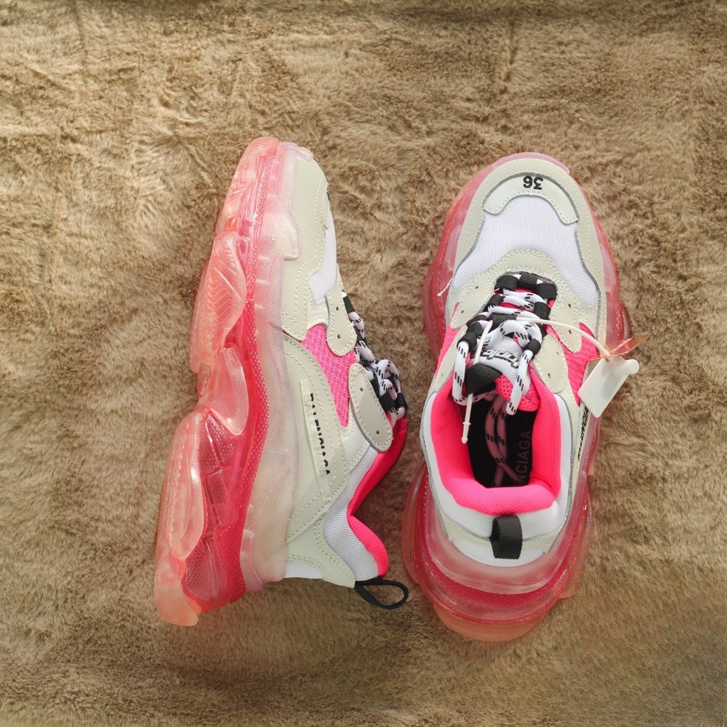 Giày Sneaker Nam Nữ Balen Triple Đế Khí Hồng Trắng , Full Box Pk