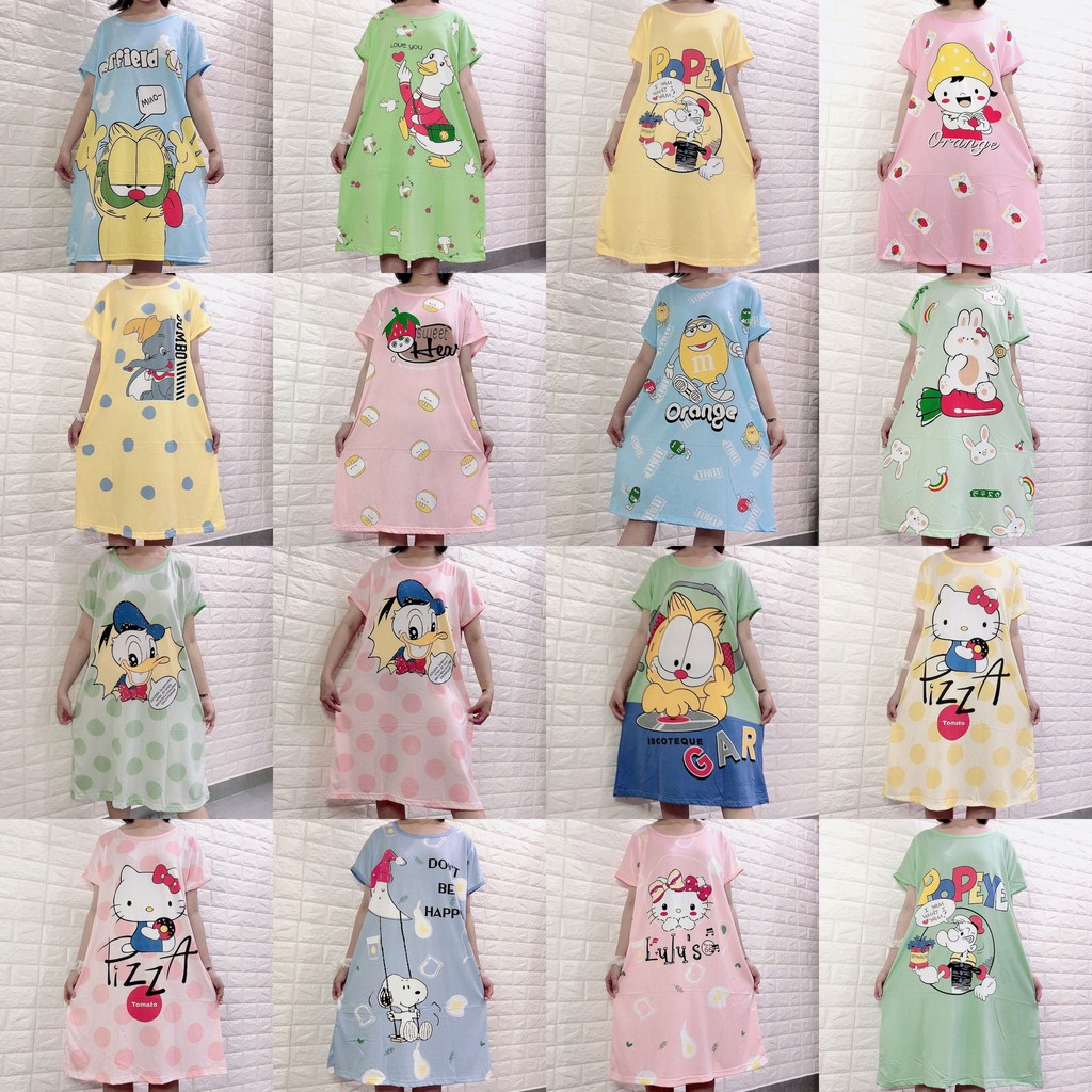 Đầm Ngủ Dáng Rộng Thoải Mái Dễ Thương Bigsize mặc ở nhà A02