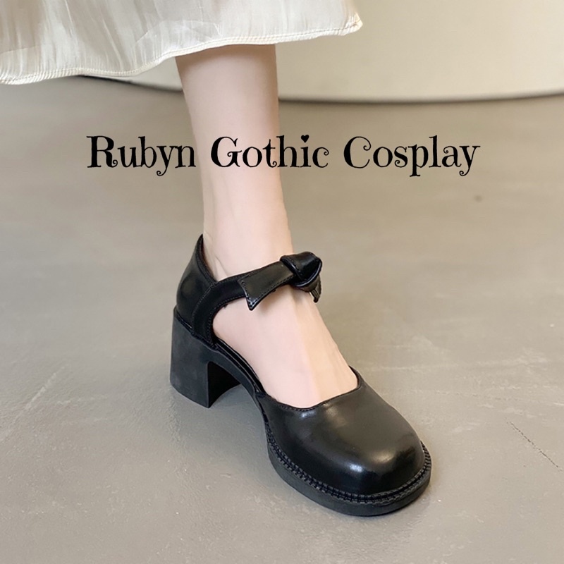 [Sẵn]  Giày Lolita Tiểu Thư cột nơ màu trắng, đen ( Size 35-39) H03