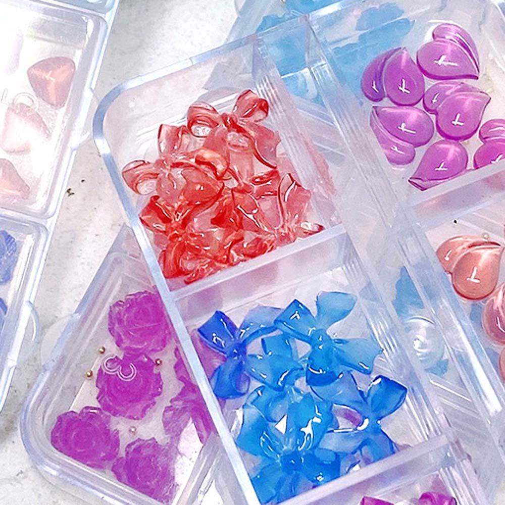 JARRED Hộp 6 Ngăn Đựng Phụ Kiện Trang Trí Móng Tay Nghệ Thuật