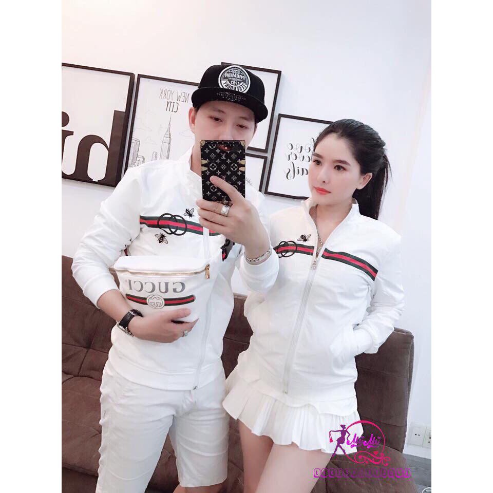 Áo đôi áo khoác cặp dù nam nữ sọc thêu hàng chuẩn đẹp