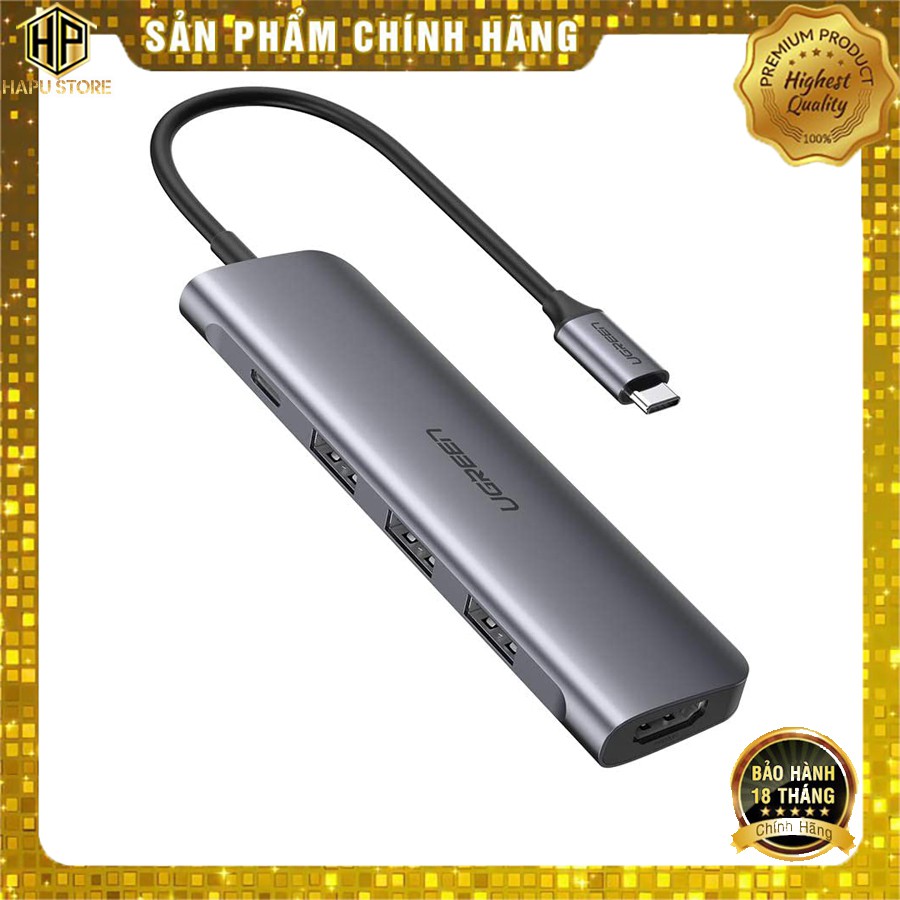 Cáp USB Type C to HDMI, Hub USB 3.0 cao cấp Ugreen 50209 chính hãng - Hapustore