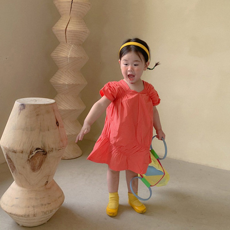 Đầm Công Chúa Tay Ngắn Màu Trơn Se7en Cho Bé Gái