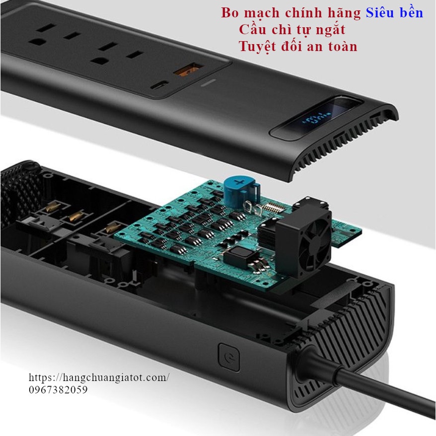 Tẩu chuyển đổi dòng điện chính hãng Baseus 12V lên 220V INVERTER công suất 150W dùng trên xe hơi - bảo hành 6 tháng