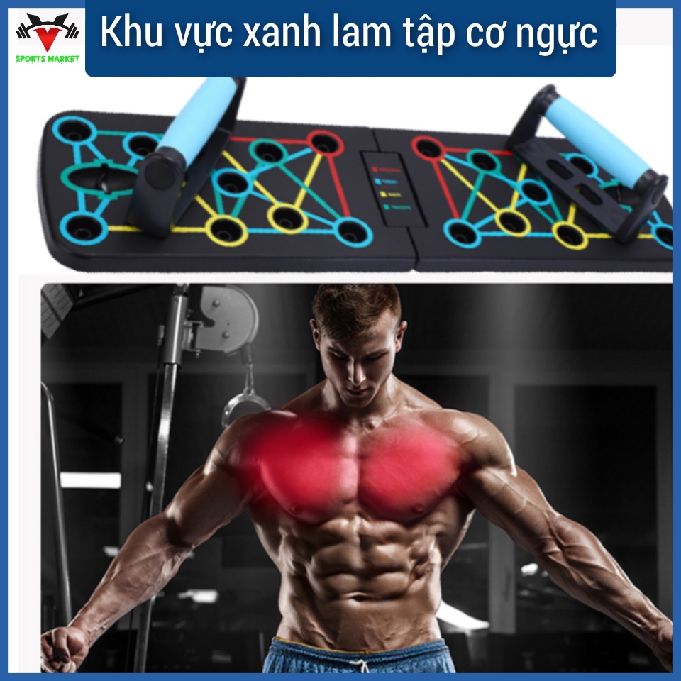 Dụng cụ hít đất đa năng 12 trong 1[ kèm dây kháng lực ] Bảng chống đẩy, Push UP, tập ngực, tập lưng, tập vai, tay, bụng