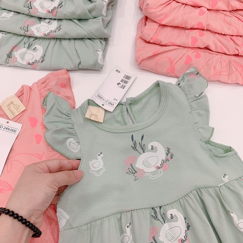 SÉT 2 VÁY COTTON BÈO CÁNH TIÊN XANH HỒNG CHO BG