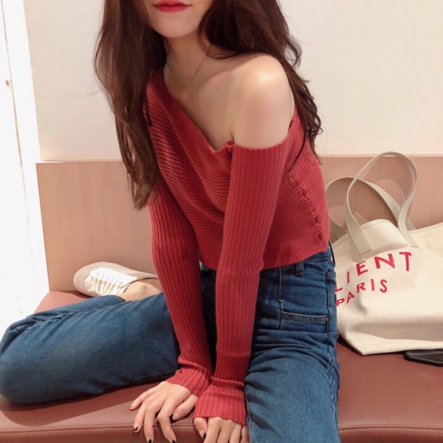 Áo thun gân lệch vai 🥰🥰🥰 | BigBuy360 - bigbuy360.vn