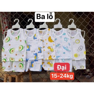 Bộ ba lỗ cotton giấy cho bé trai và gái size đại 15-24kg