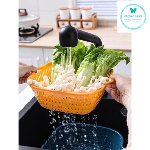 Bộ Rổ Nhựa Kèm Chậu 6 Món Cao Cấp Mới Bộ Sét 6 Chậu Kèm Rổ Dáng Vuông Tiện Lợi