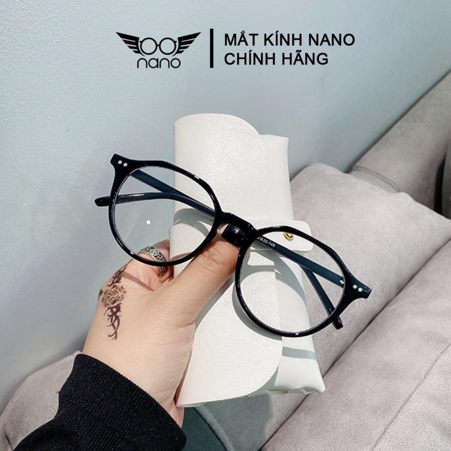 Gọng kính cận nữ nam nhựa dẻo, kính gọng tròn NANOEYES 3366 chống trầy xước chống ánh sáng xanh thông minh