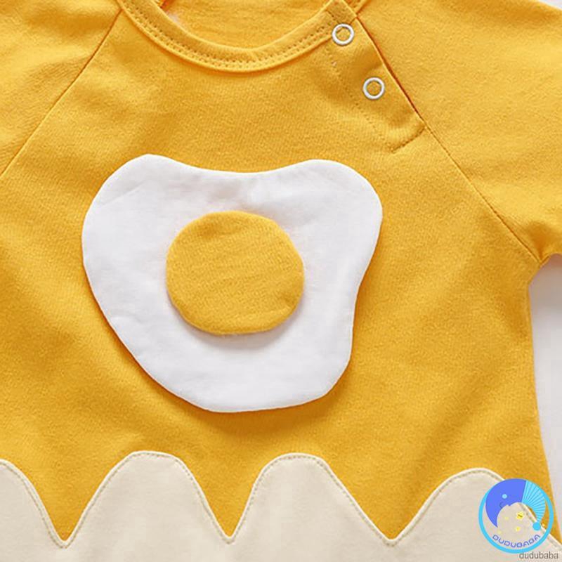Áo Liền Quần Ngắn Tay In Hình Quả Trứng Đáng Yêu Cho Bé
