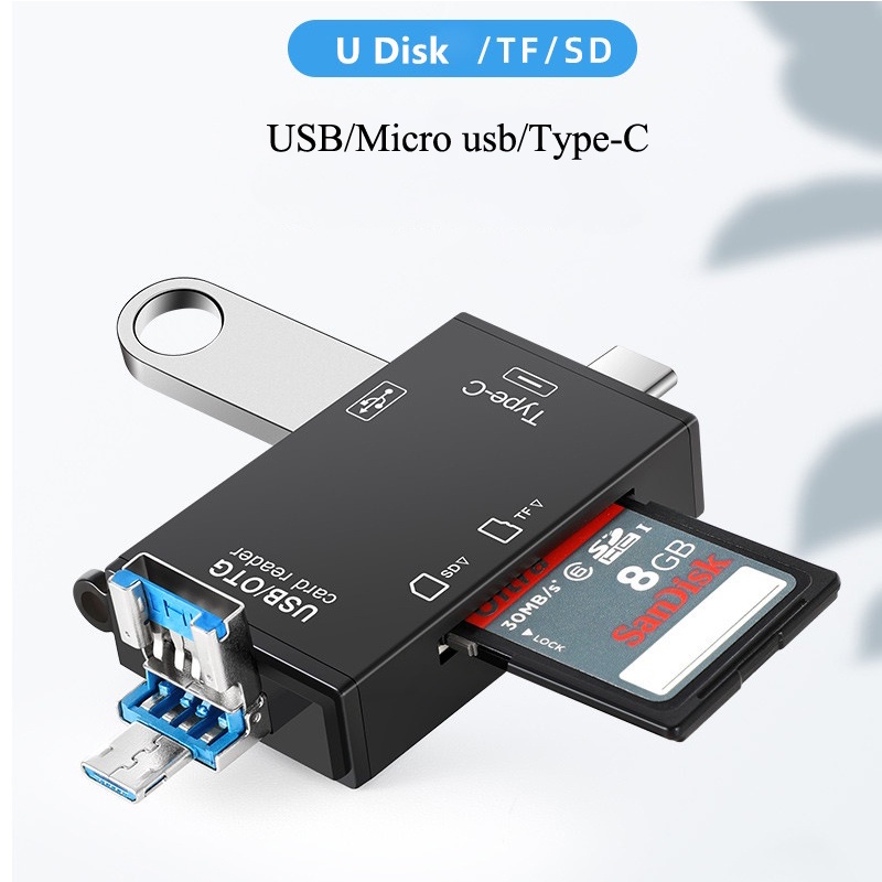 Mới Đầu Đọc Thẻ USB 2.0 Đầu Đọc Thẻ SD 6 Trong 1 Đầu Đọc Thẻ Loại C Đầu Đọc Thẻ Nhớ USB/micro-USB /SD