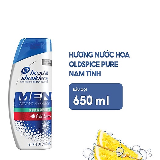Dầu Gội Và xả Head & Shoulder Men Advanced Series Pure Sport Old Spice 2 Trong 1 Ngăn Ngừa Gàu - Hàng nhập Mỹ date 2024