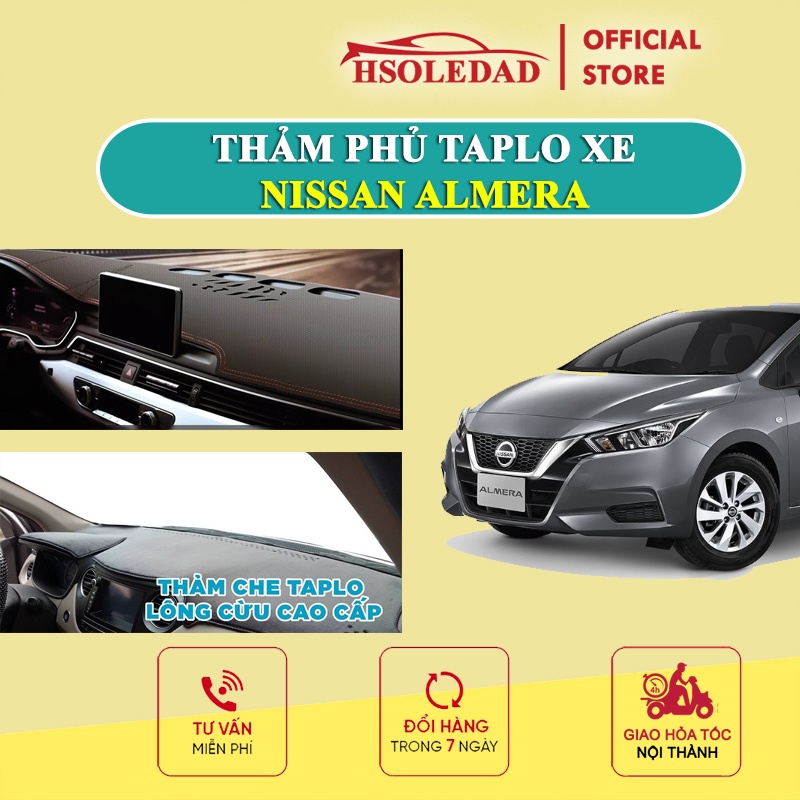 Thảm taplo NISSAN ALMERA bằng lông Cừu 3 lớp hoặc Da Cacbon