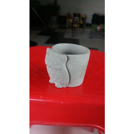 Chậu xi măng chim cú trồng sen đá.xương rồng hình cú mèo dễ thương tô tượng