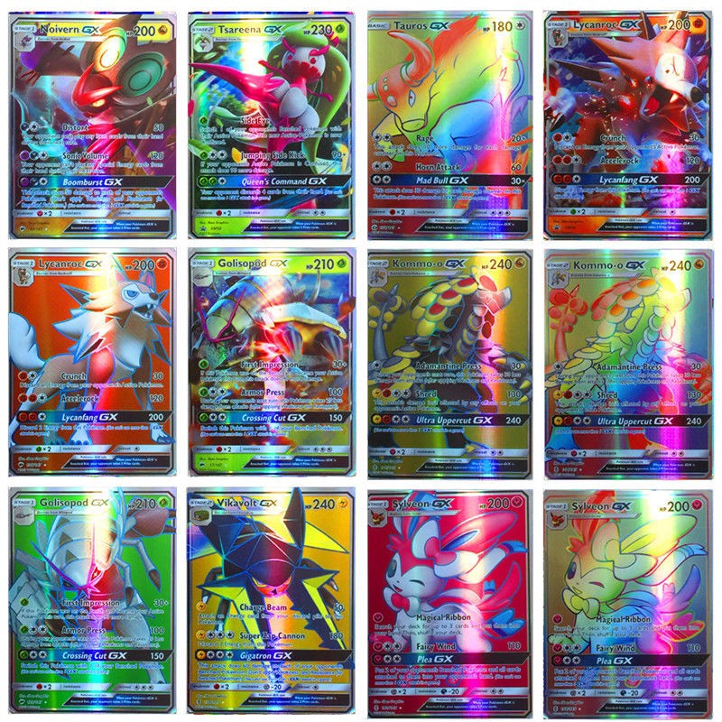 bnq-echo 120Pcs 115 GX + 5 MEGA Pokemon Cards Holo Flash Trading Cards Bundle Mixed LOT-r5d