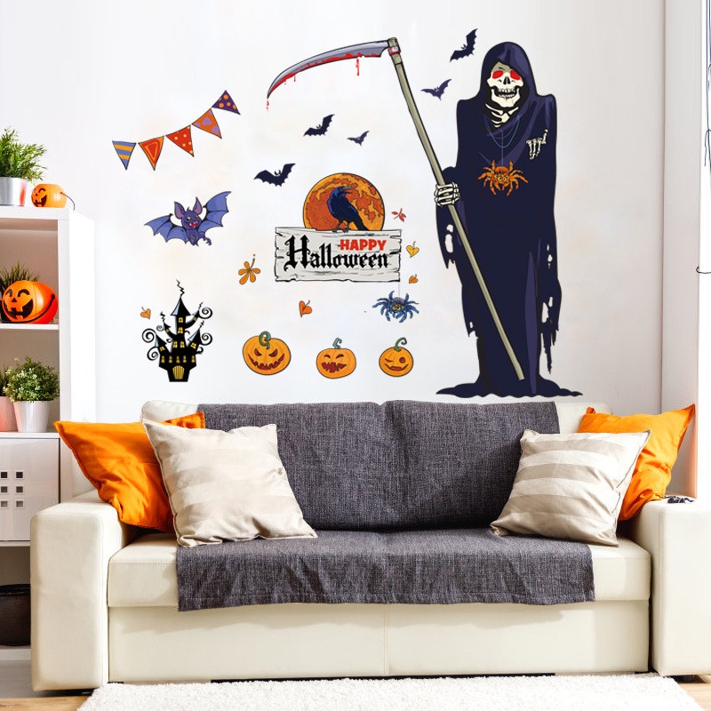 Decal dán kính tường trang trí halloween lễ hội hóa trang