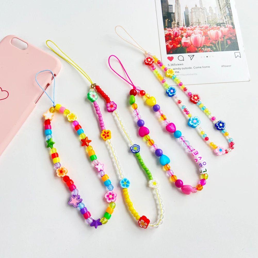 Dây đeo điện thoại MMULCK dạng chuỗi hạt cười nhiều màu sắc chống thất lạc cho nữ