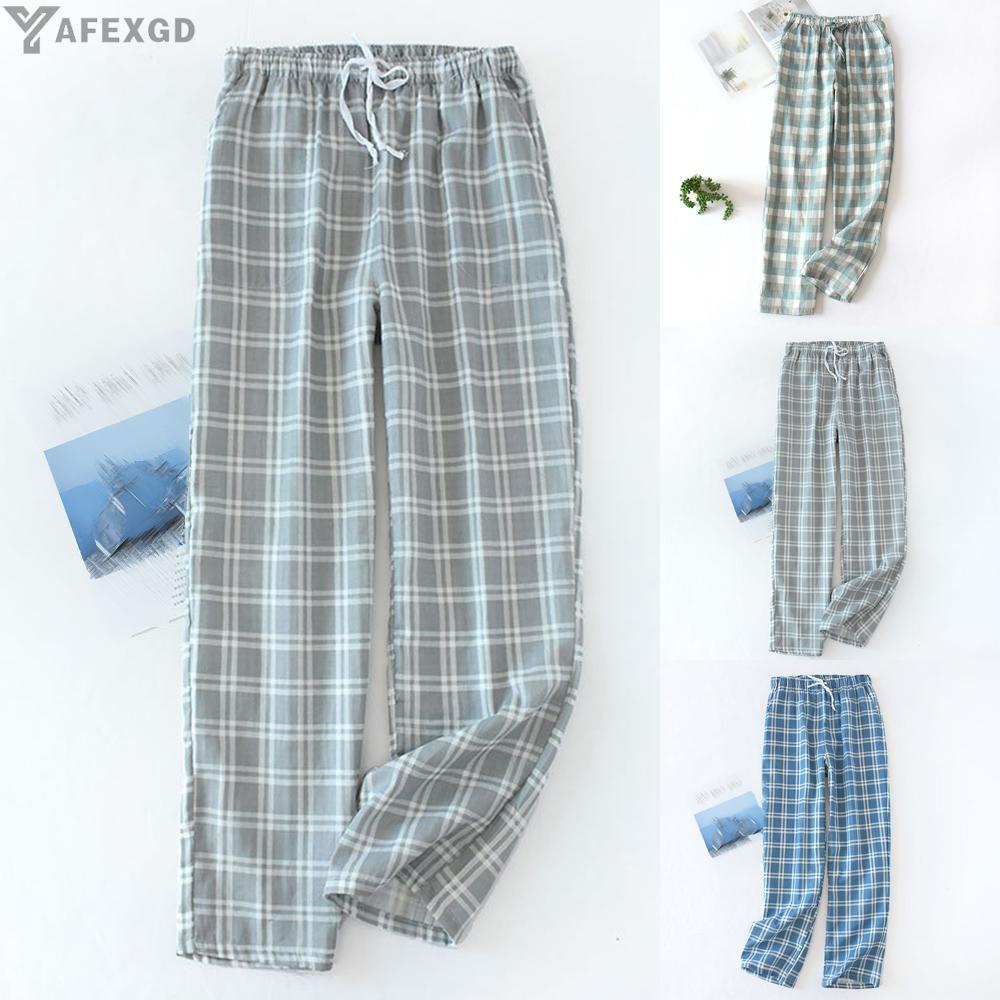 Quần Ngủ Dài Lưng Thun Ống Rộng Kẻ Sọc Caro Thoải Mái Thời Trang Mùa Hè Cho Nam
