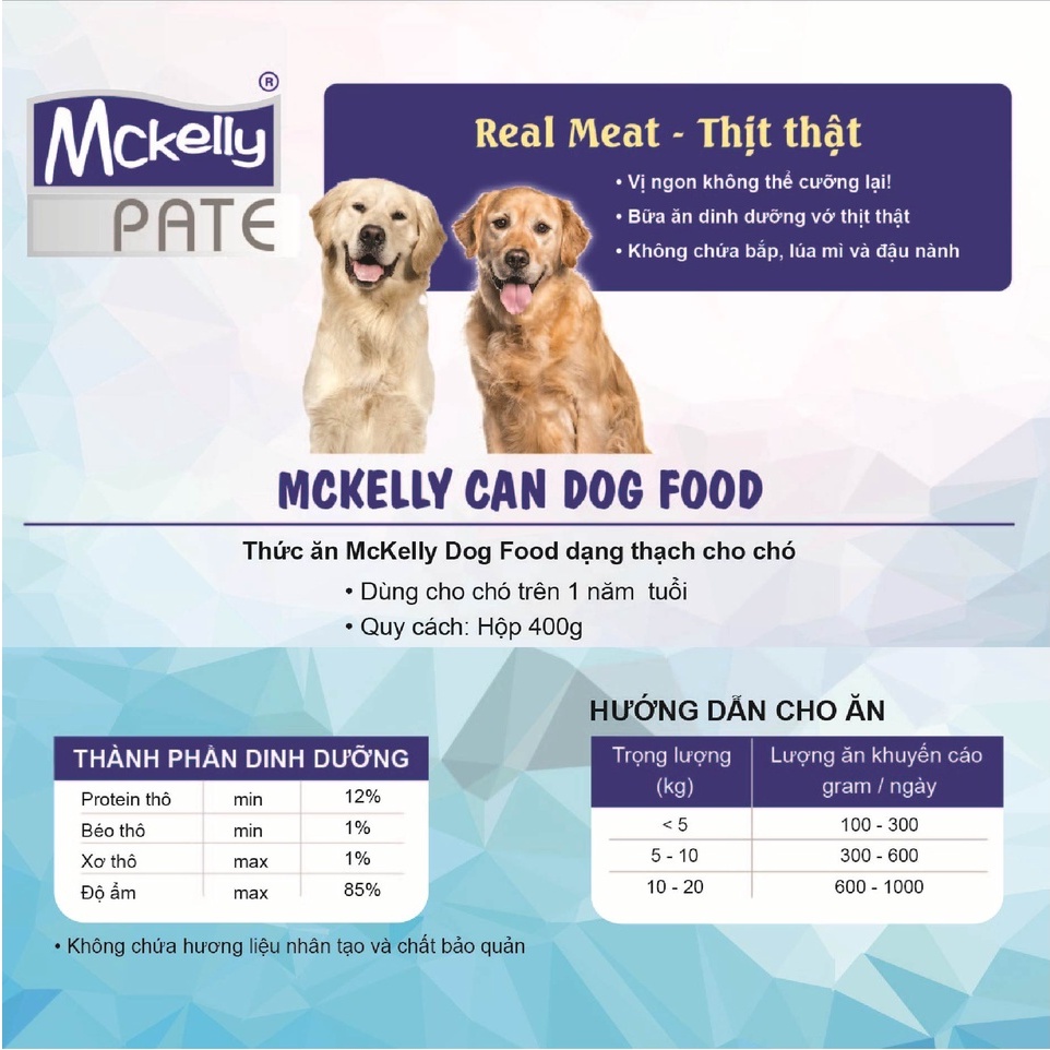 Pate cho chó McKelly Dog Food Can 400g